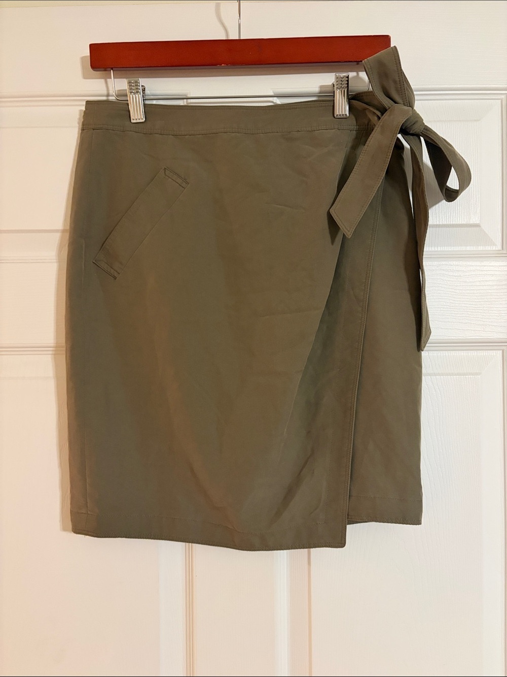 Banana Republic Olive Green Wrap Mini Skirt with Side Tie